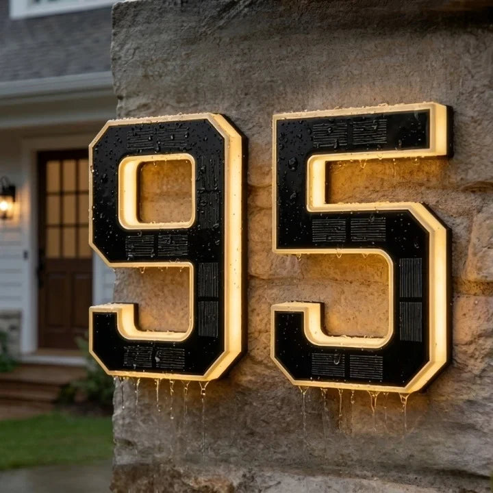 Solar House Numbers with Automatic LED Backlit Lighting and Integrated Panel - Image 4