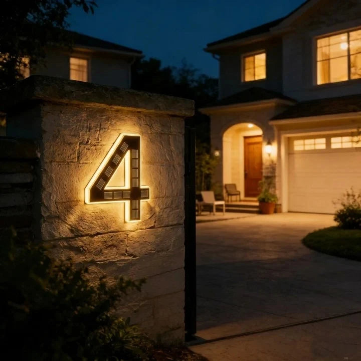 Solar House Numbers with Automatic LED Backlit Lighting and Integrated Panel - Image 9