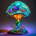 Stained Glass Table Lamp with LED Light and Organic Sculptural Base - Image 1