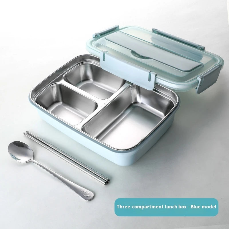 Stainless Steel Bento Lunch Box with Airtight Lid Compartments and Cutlery - Image 3