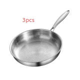 Stainless Steel Frying Pan with Hammered Interior and Glass Lid - Image 3