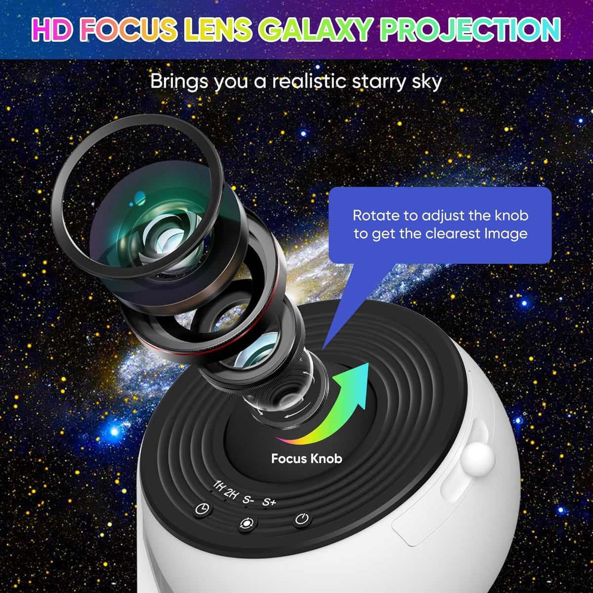 Star Projector Night Light with 360° Rotating Galaxy Projection and Adjustable Stand - Image 6