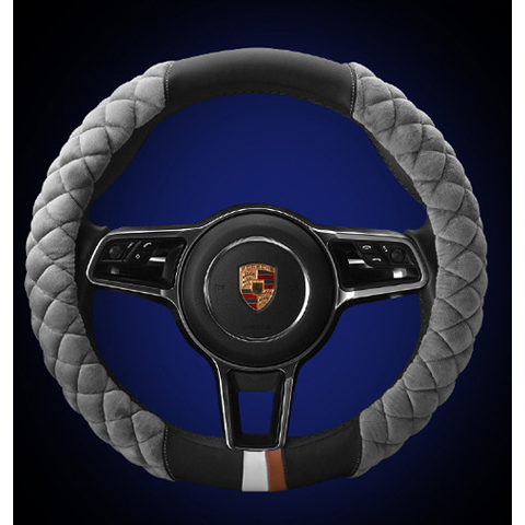 Steering Wheel Cover for Car with Quilted Plush Faux Leather and Diamond Pattern 38cm - Image 2
