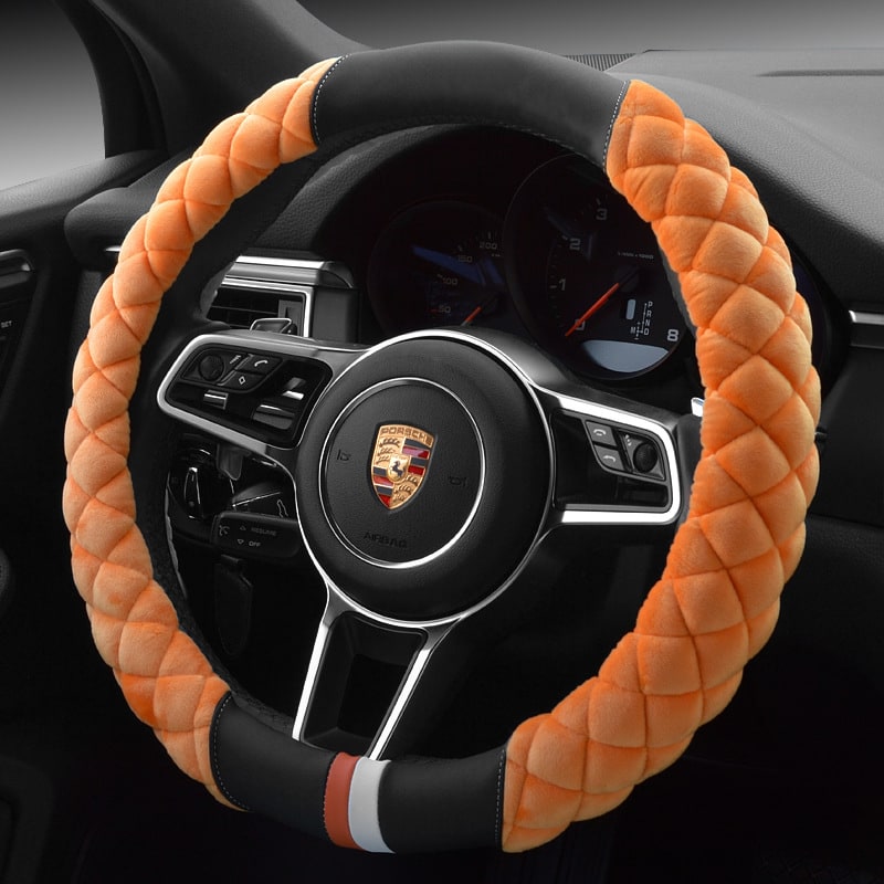 Steering Wheel Cover for Car with Quilted Plush Faux Leather and Diamond Pattern 38cm - Image 7
