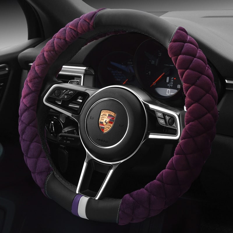 Steering Wheel Cover for Car with Quilted Plush Faux Leather and Diamond Pattern 38cm - Image 9