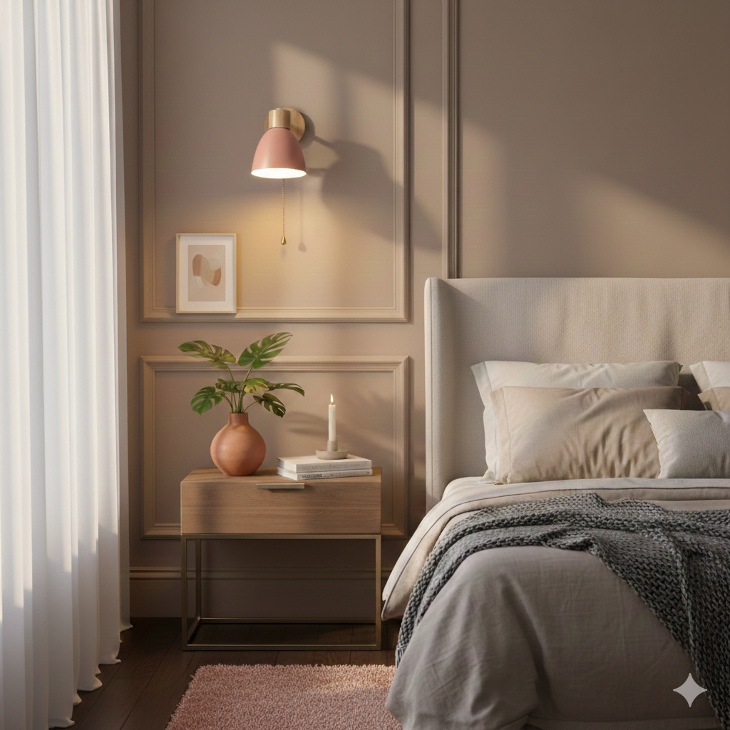 Swivel Arm Wall Sconce Bedside Reading Light Adjustable Wood Metal Conical - Image 20