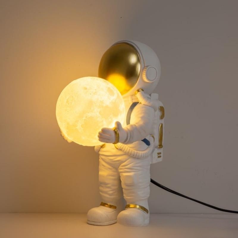Table Lamp Mid Century Modern Touch Astronaut with Glowing Globe Bedside Set Of 2 - Image 5