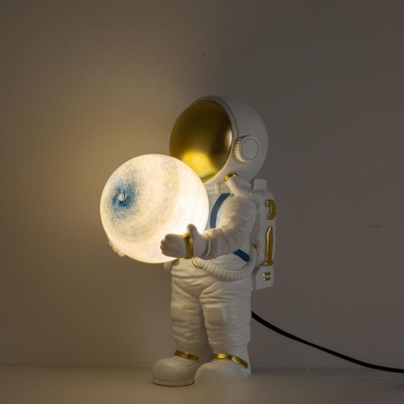 Table Lamp Mid Century Modern Touch Astronaut with Glowing Globe Bedside Set Of 2 - Image 6