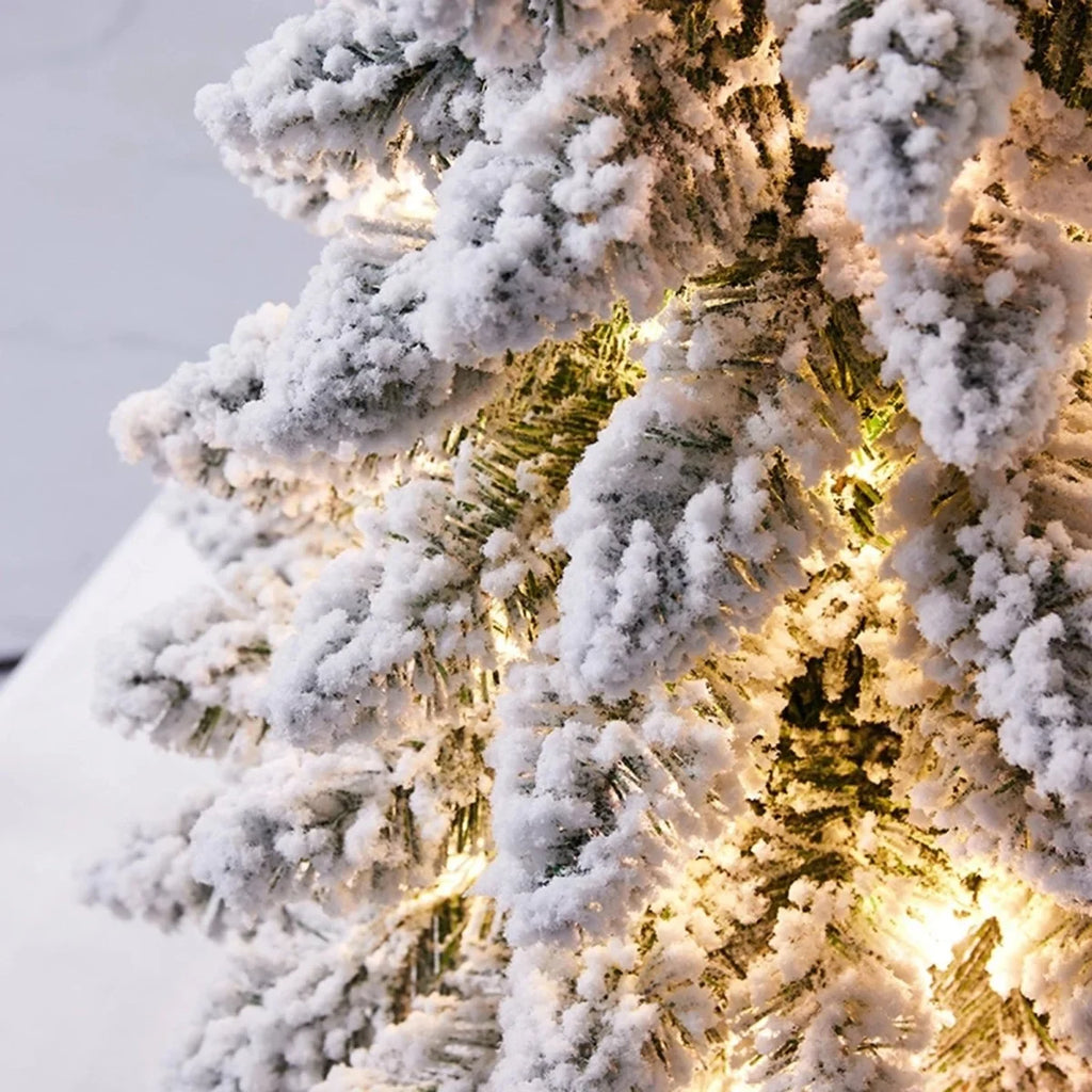 Tabletop Christmas Tree Pre Lit with LED Lights and Faux Flocked Snow Effect - Image 5