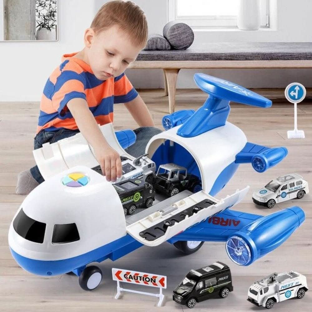Toy Airplane Playset with Fold-Out Tracks Working Crane and Mini Vehicles - Image 4