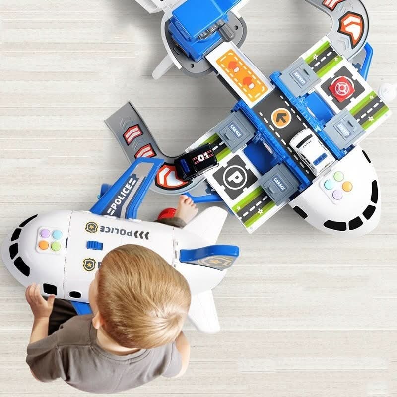 Toy Airplane Playset with Fold-Out Tracks Working Crane and Mini Vehicles - Image 5