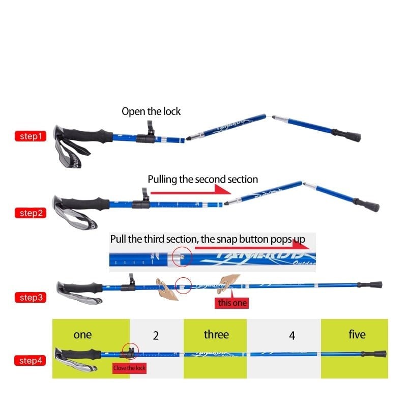 Trekking Poles Collapsible Folding Walking Sticks with Adjustable Height and Foam Grip - Image 12