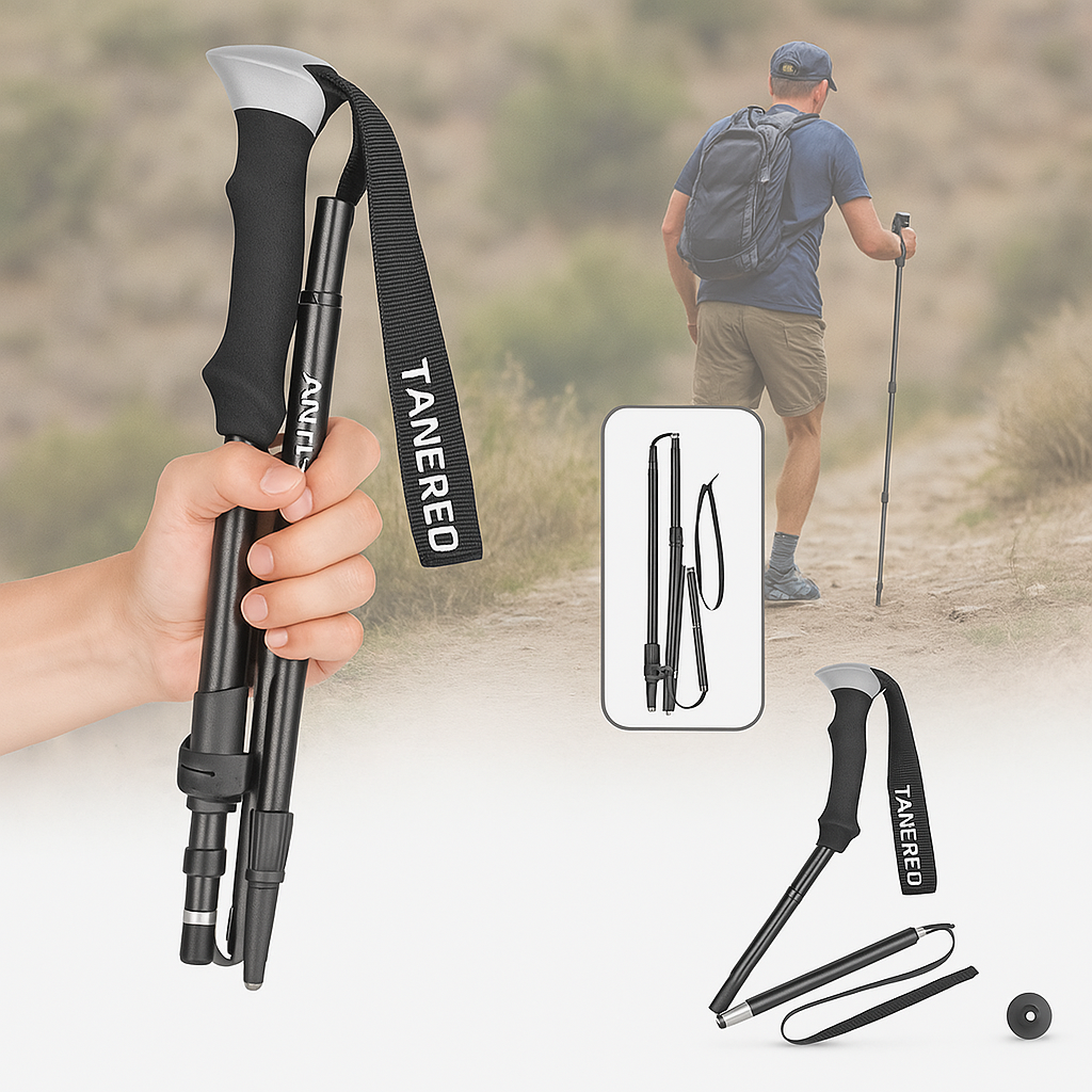 Trekking Poles Collapsible Folding Walking Sticks with Adjustable Height and Foam Grip - Image 6