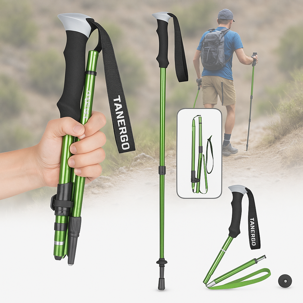 Trekking Poles Collapsible Folding Walking Sticks with Adjustable Height and Foam Grip - Image 7