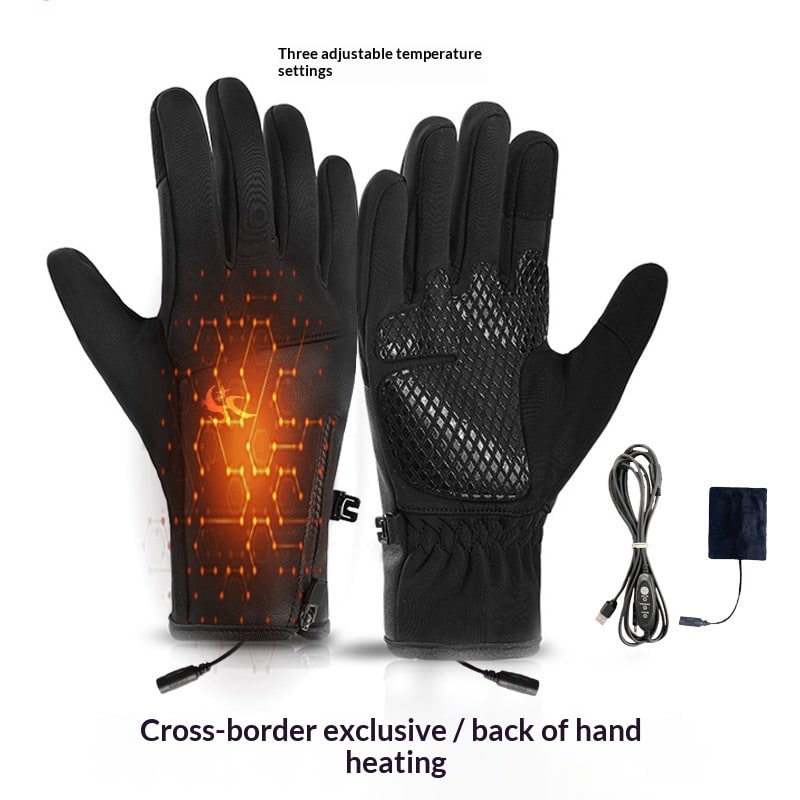 USB Heated Gloves Mittens with Touchscreen Fingertips and Fleece Lining Waterproof - Image 1