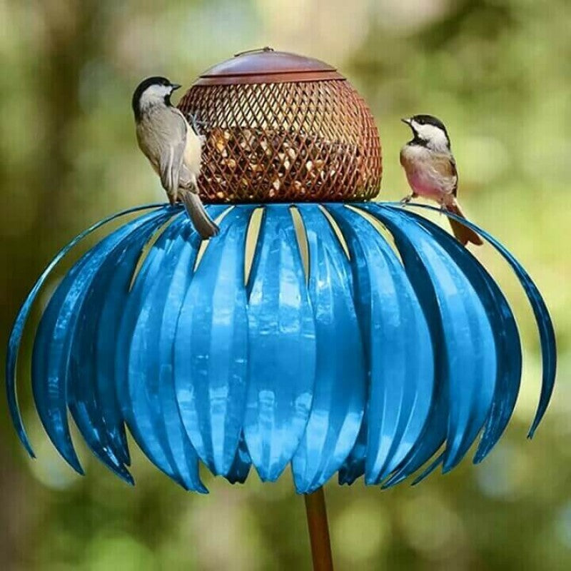 Mangeoire fleurie pour oiseaux destinée au jardin et aux espaces extérieurs – Mangeoire suspendue décorative pour attirer les oiseaux dans votre jardin