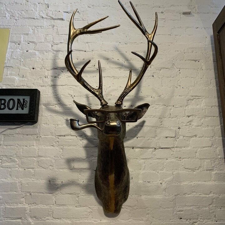 Wall Art Metal Animal Head Sculpture with Textured Antique Bronze Finish - Image 1