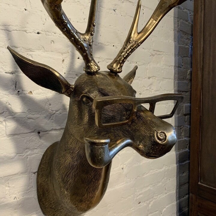 Wall Art Metal Animal Head Sculpture with Textured Antique Bronze Finish - Image 2