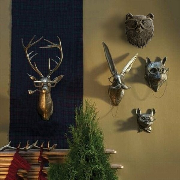 Wall Art Metal Animal Head Sculpture with Textured Antique Bronze Finish - Image 5