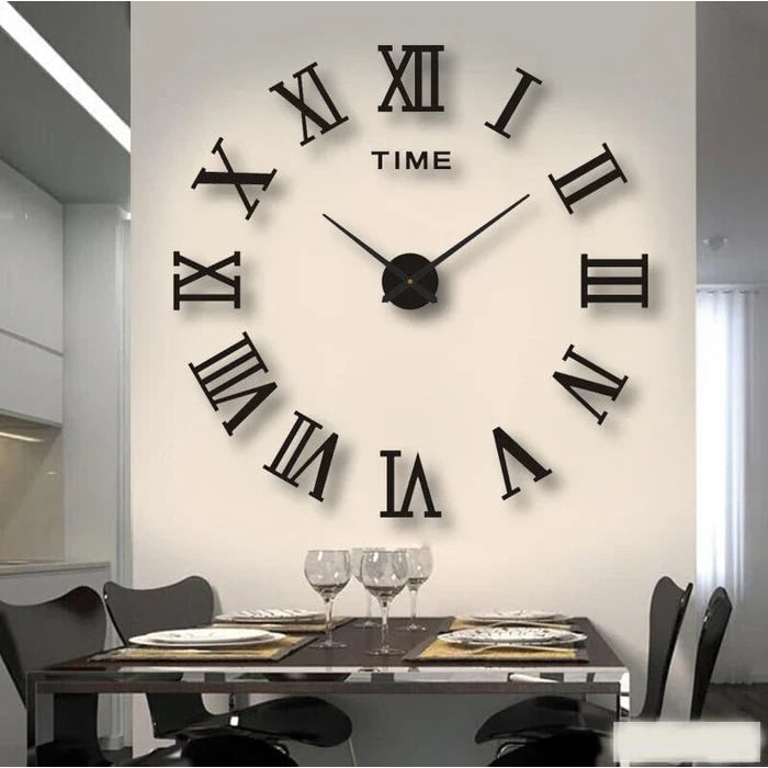 Wall Clock with 3D Self-Adhesive Numbers and Silent Battery Operated Mechanism - Image 10