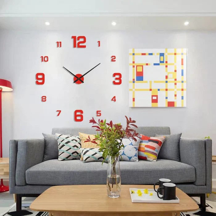Wall Clock with 3D Self-Adhesive Numbers and Silent Battery Operated Mechanism - Image 8