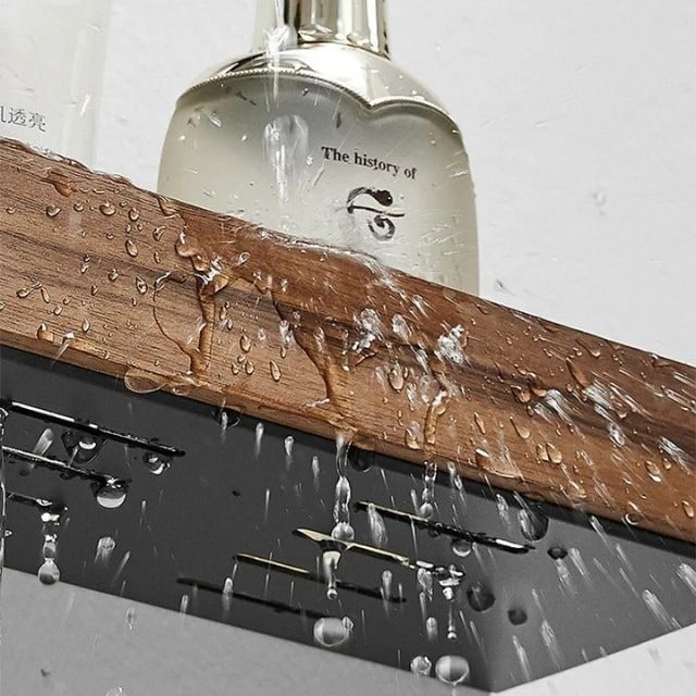 Wall Mounted Floating Shelves with Wooden Rail and Metal Bracket - Image 7