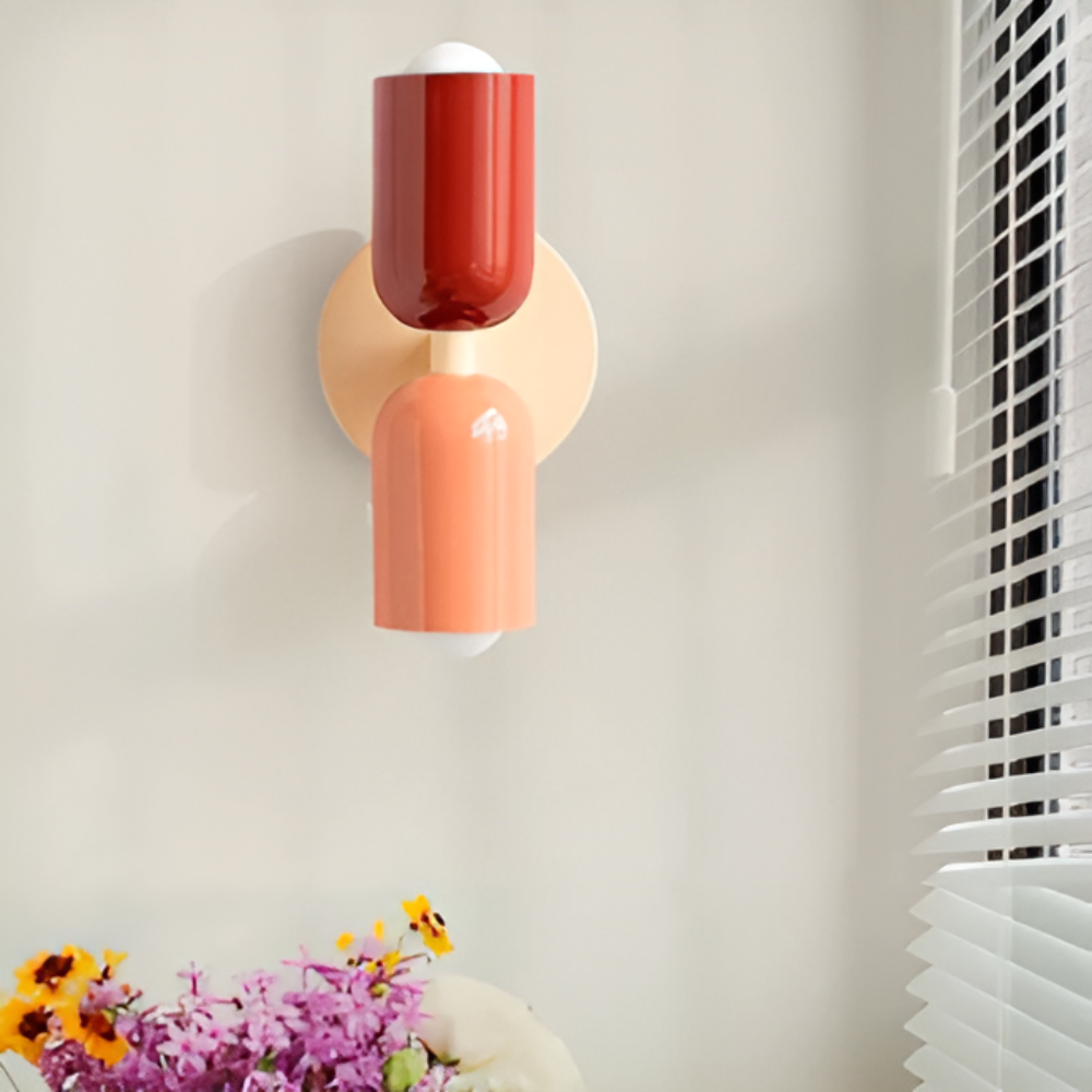 Wall Sconce with Dual Capsule Shades and Up-Down Lighting for Modern - Image 1