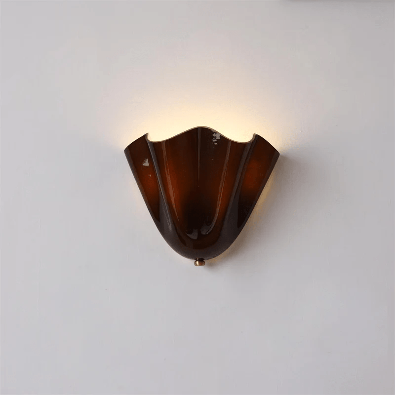Wall Sconce with Wavy Glass Shade and Warm Ambient Lighting - Image 27
