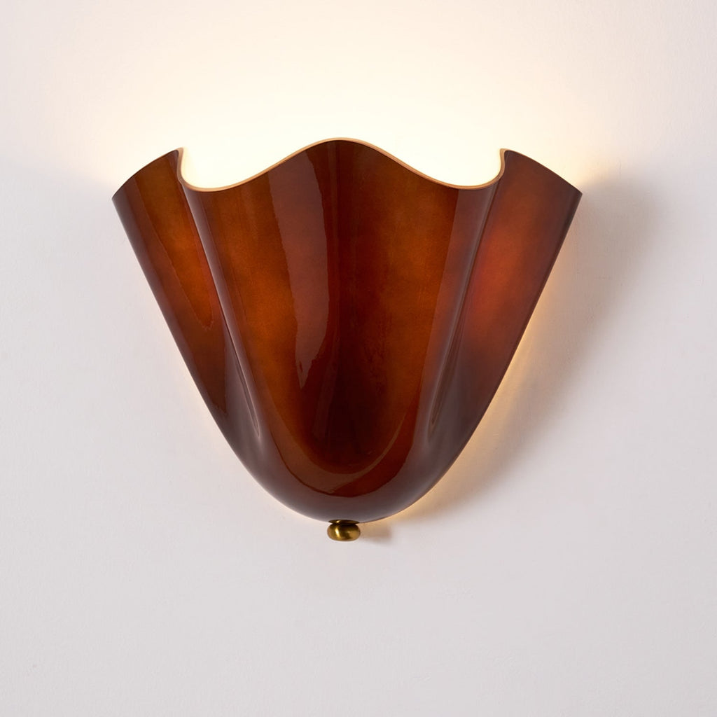 Wall Sconce with Wavy Glass Shade and Warm Ambient Lighting - Image 32