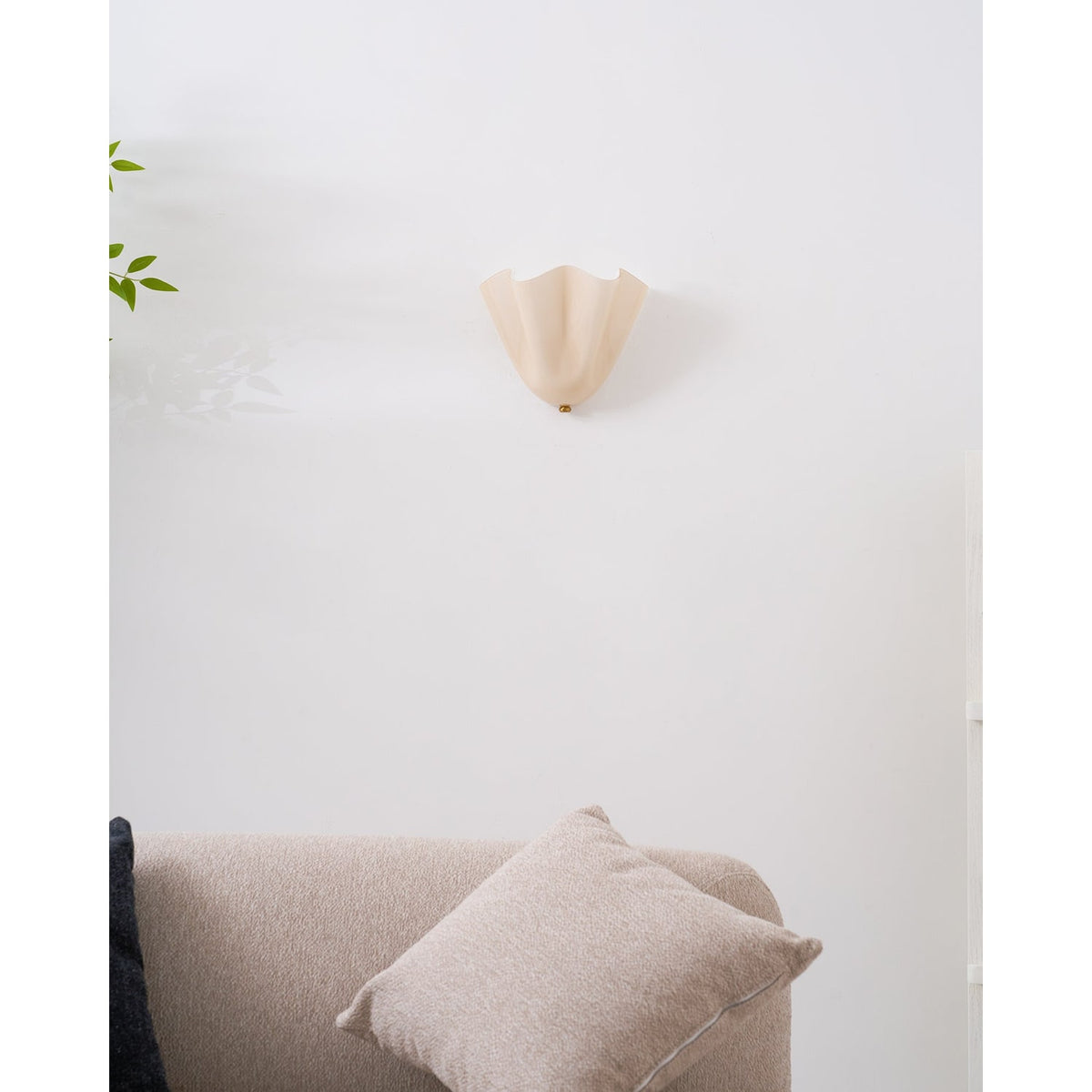 Wall Sconce with Wavy Glass Shade and Warm Ambient Lighting - Image 49