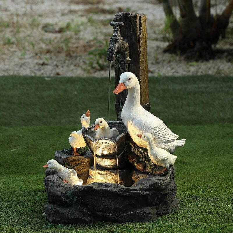 Water Fountain Solar Powered Tabletop with LED Lighting and Hand-Painted Animal Figure - Image 11