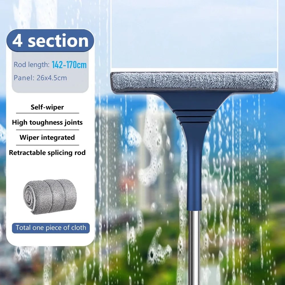 Window Squeegee with Microfiber Scrubber and Telescopic Pole for Streak-Free Cleaning - Image 7