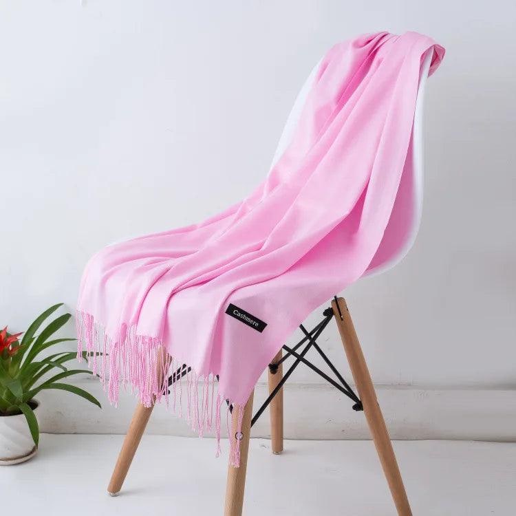 Women's Cashmere Scarf Wrap with Fringe Detail and Knit Texture - Image 21