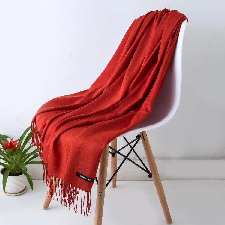 Women's Cashmere Scarf Wrap with Fringe Detail and Knit Texture - Image 24