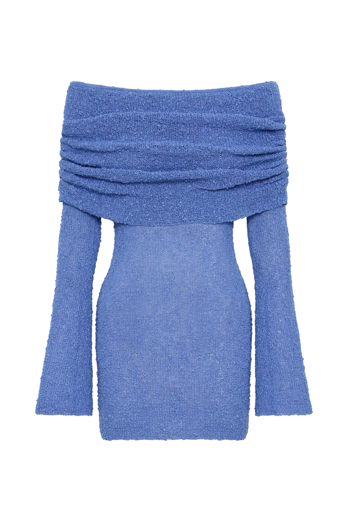 Women's Homecoming Knit Mini Dress with Off Shoulder Long Sleeves and Bell Cuffs - Image 12