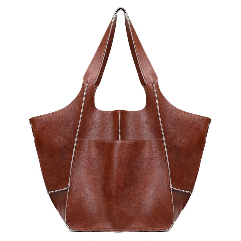 Women's Leather Tote Bag with Slouchy Unstructured Design and Large Front Pocket for Work - Image 12
