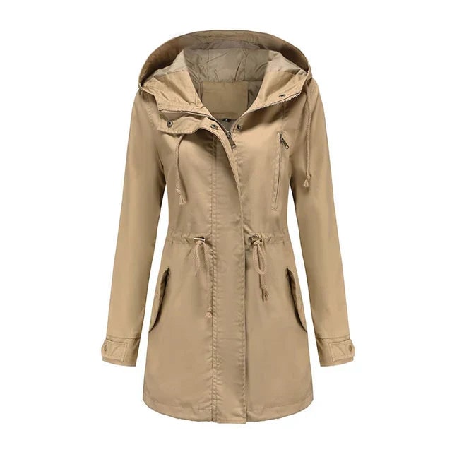 Women's Leather Utility Fleece Jacket with Drawstring Waist and Hood - Image 10