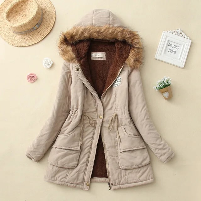 Women's Parka Jacket with Fleece Lining Faux Fur Hood and Winter Insulation - Image 11