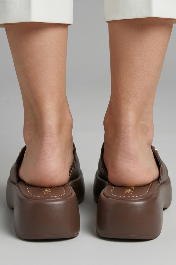 Women's Platform Slides with Chunky Sole and Open Toe Slip-On - Image 5