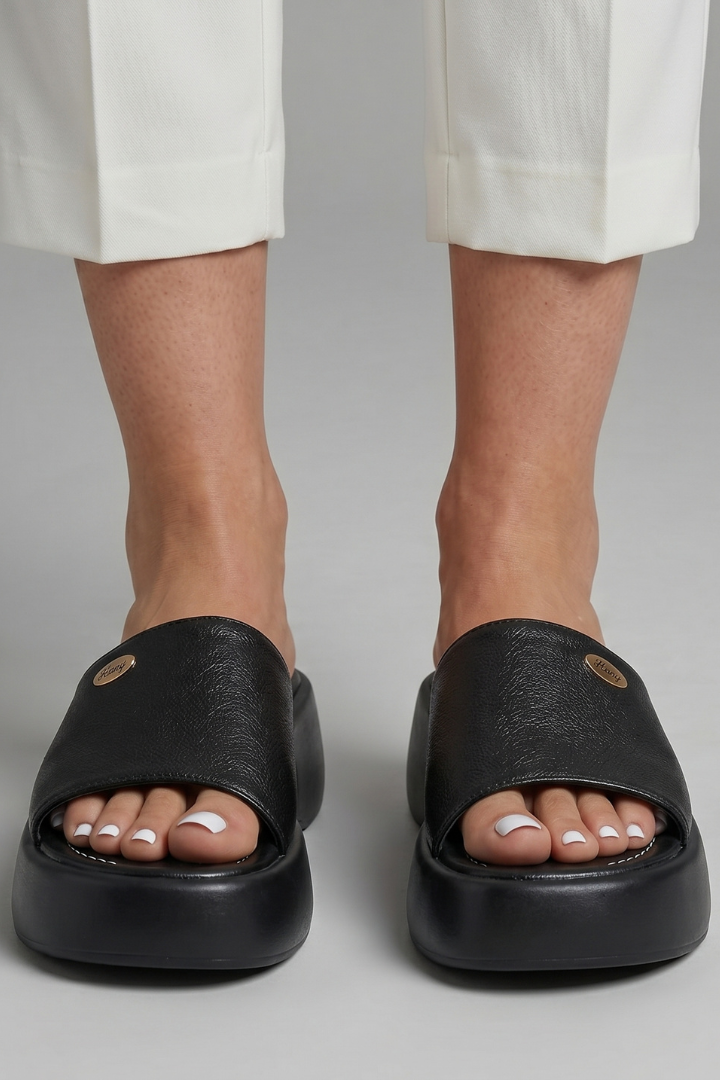 Women's Platform Slides with Chunky Sole and Open Toe Slip-On - Image 8