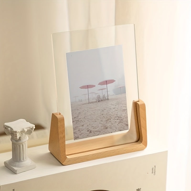 Wooden Tabletop Picture Frame with U-Shaped Base and Clear Acrylic Panels 11 X 14 - Image 7
