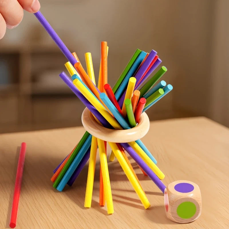 Wooden Tower Game with Colorful Sticks and Painted Balls - Image 8