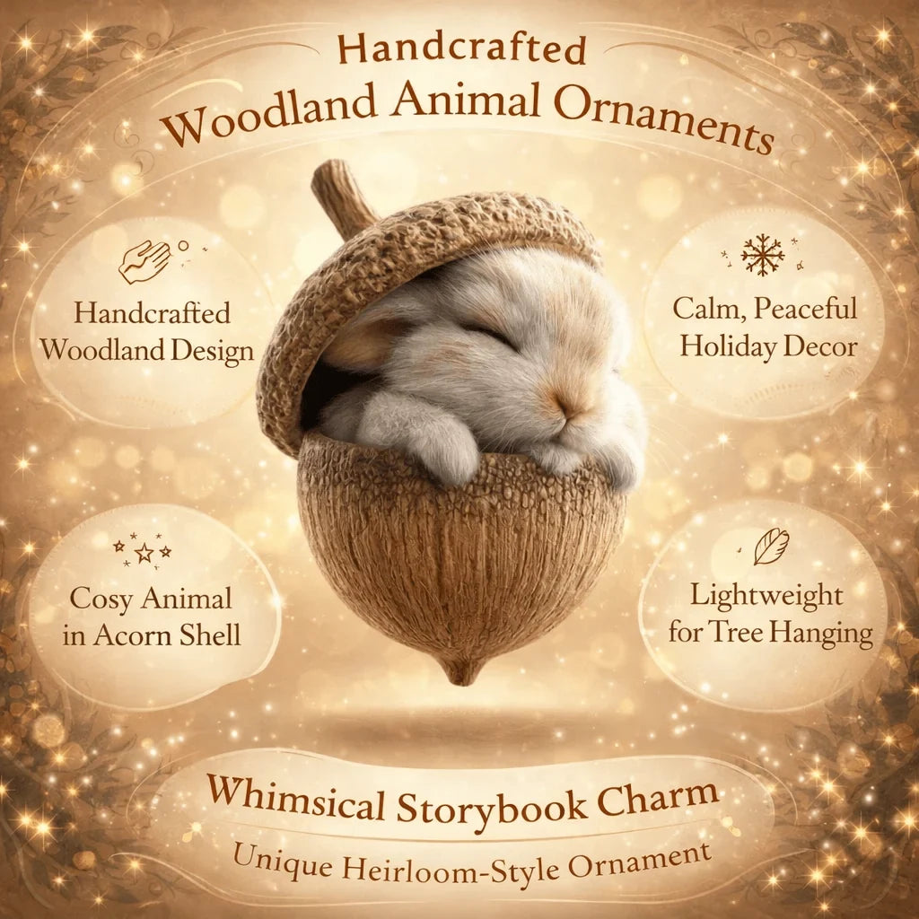 Woodland Animal Acorn Christmas Ornaments with 3D Printed Design and Hanging Loop - Image 4