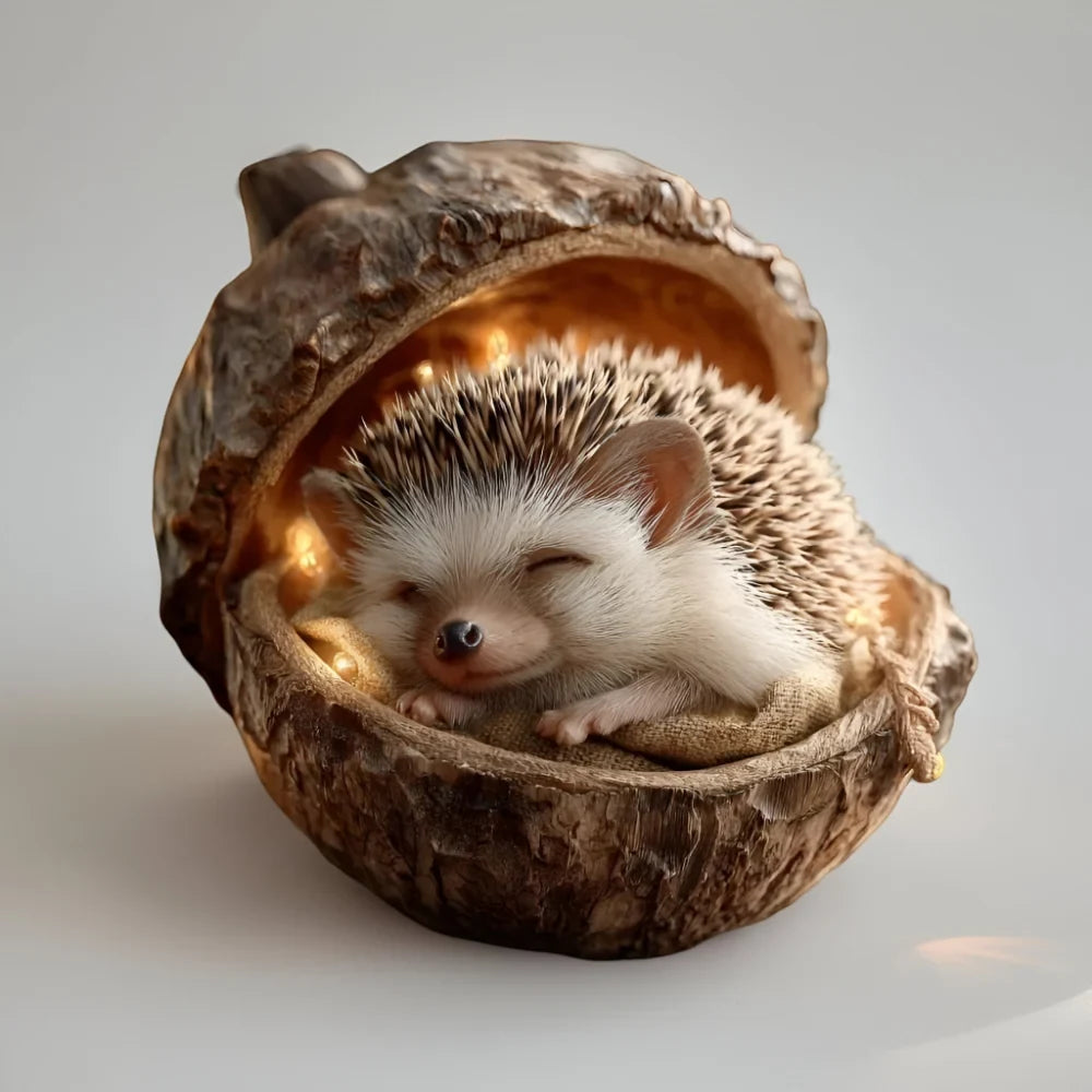 Woodland Christmas Ornaments with Sculpted Sleeping Animals in Acorn Shells - Image 14