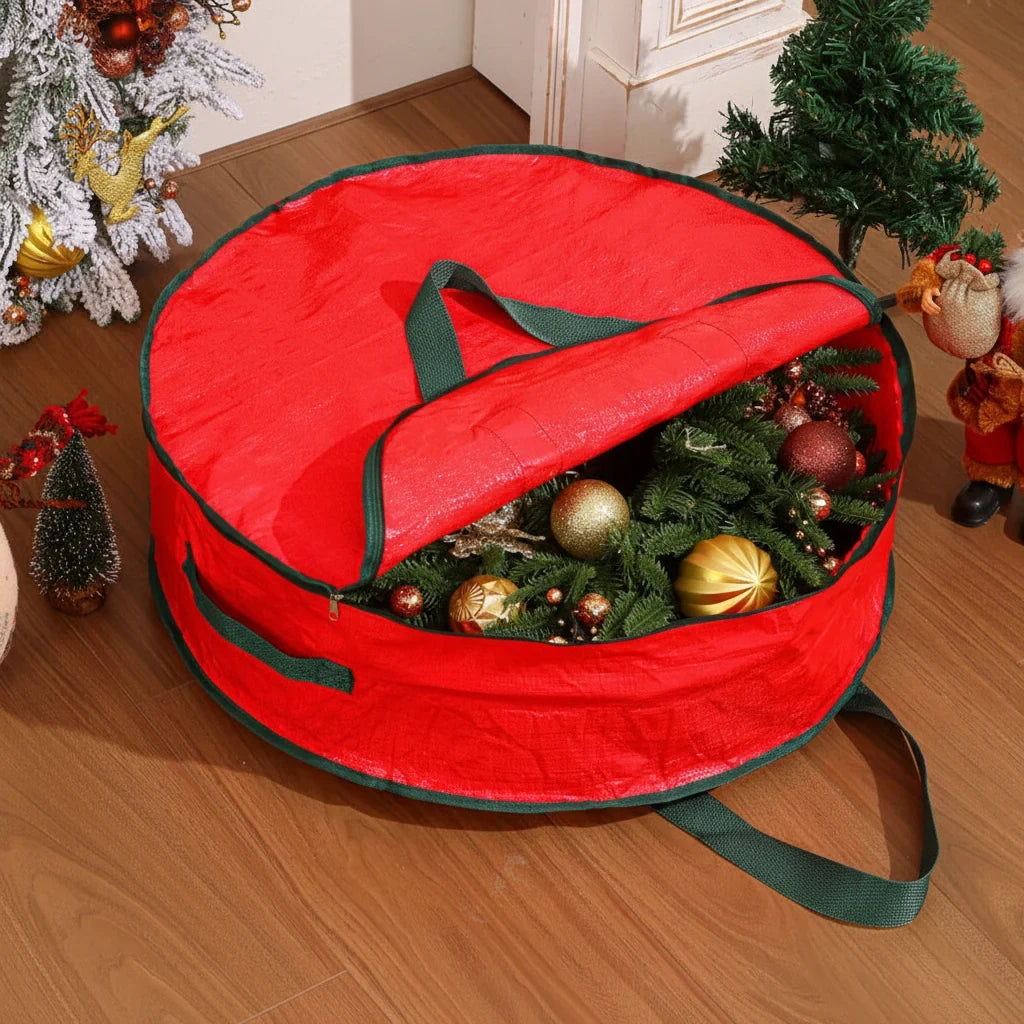 Wreath Storage Bag with Dual Zipper and Handles for Christmas Décor Organization - Image 1