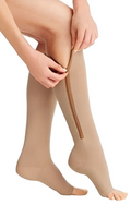 Zipper Compression Socks for Pregnancy with Graduated and Swollen Ankles Relief Knee High Open Toe - Image 1